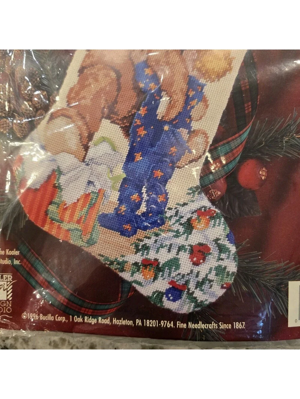 Bucilla A Christmas Morning Needlepoint Stocking Kit  60736 NOS 1996 Rare